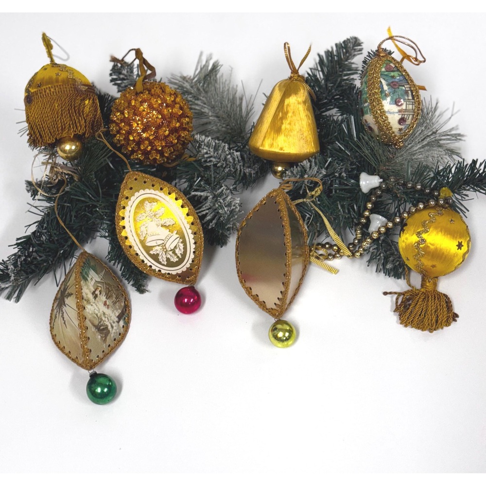 Vintage gold Christmas Ornaments: Set of 8